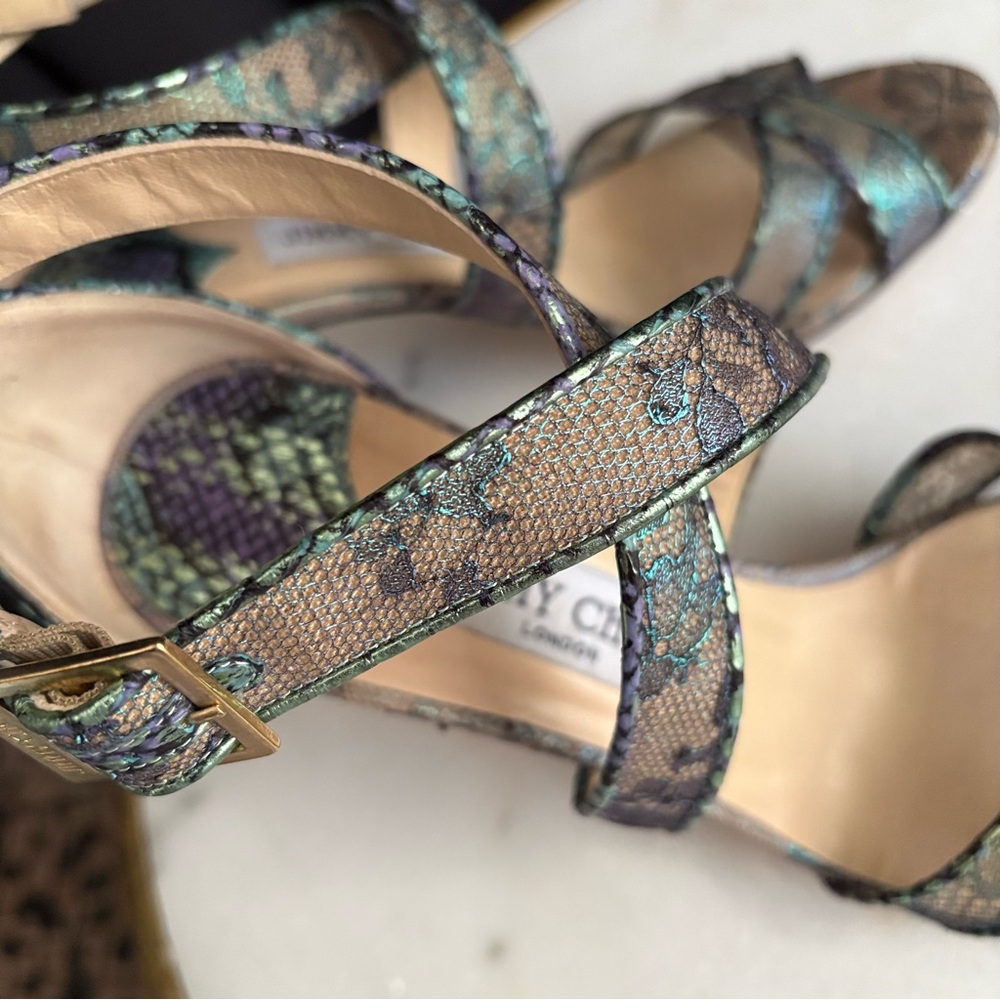 EUC Jimmy Choo Lottie Holographic Iridescent Lace Heels | 38.5 (8.5) - Picture 7 of 16